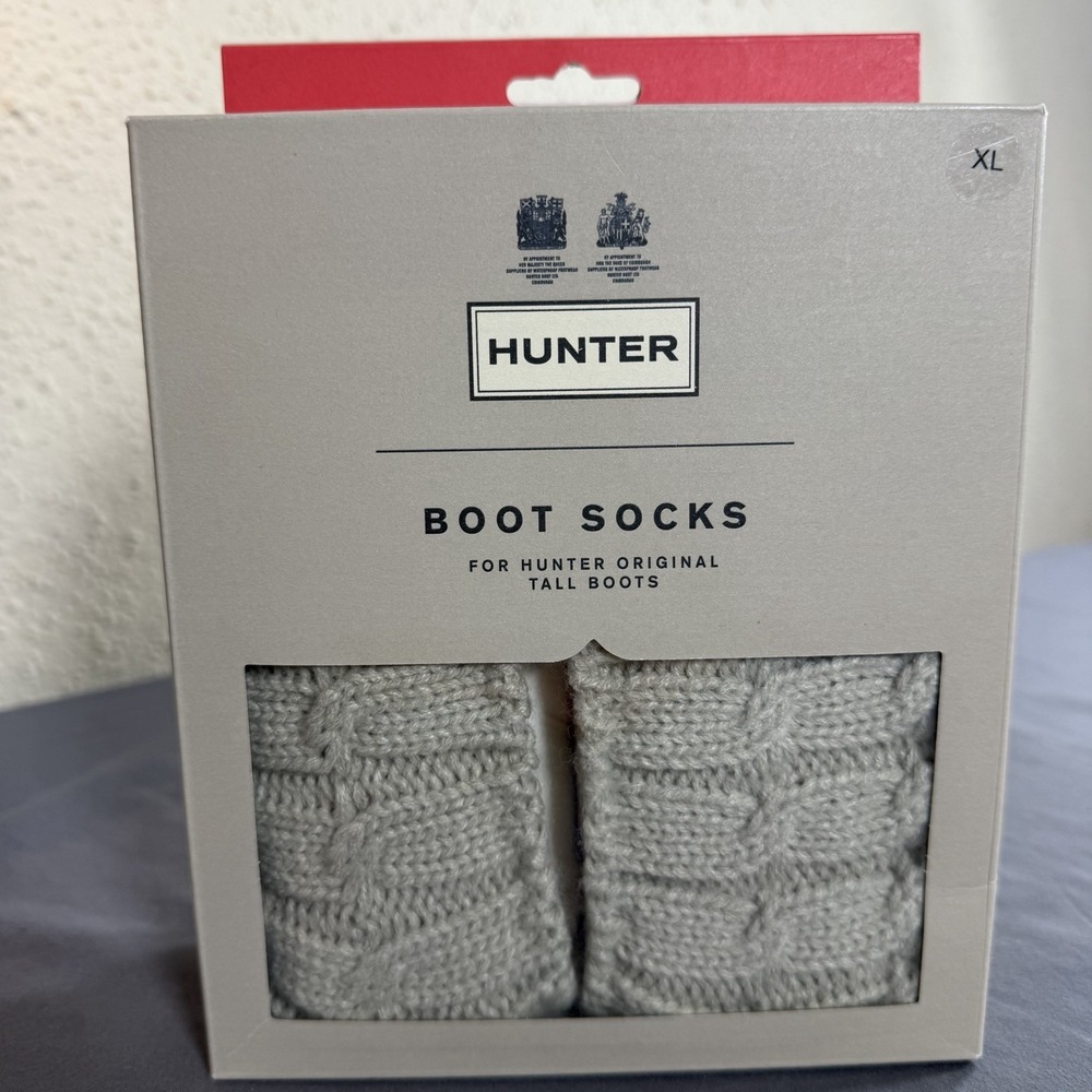Hunter Boot Socks Size XL Greige 6 Stitch Cable Tall Boot Sock Womens Size 11-13